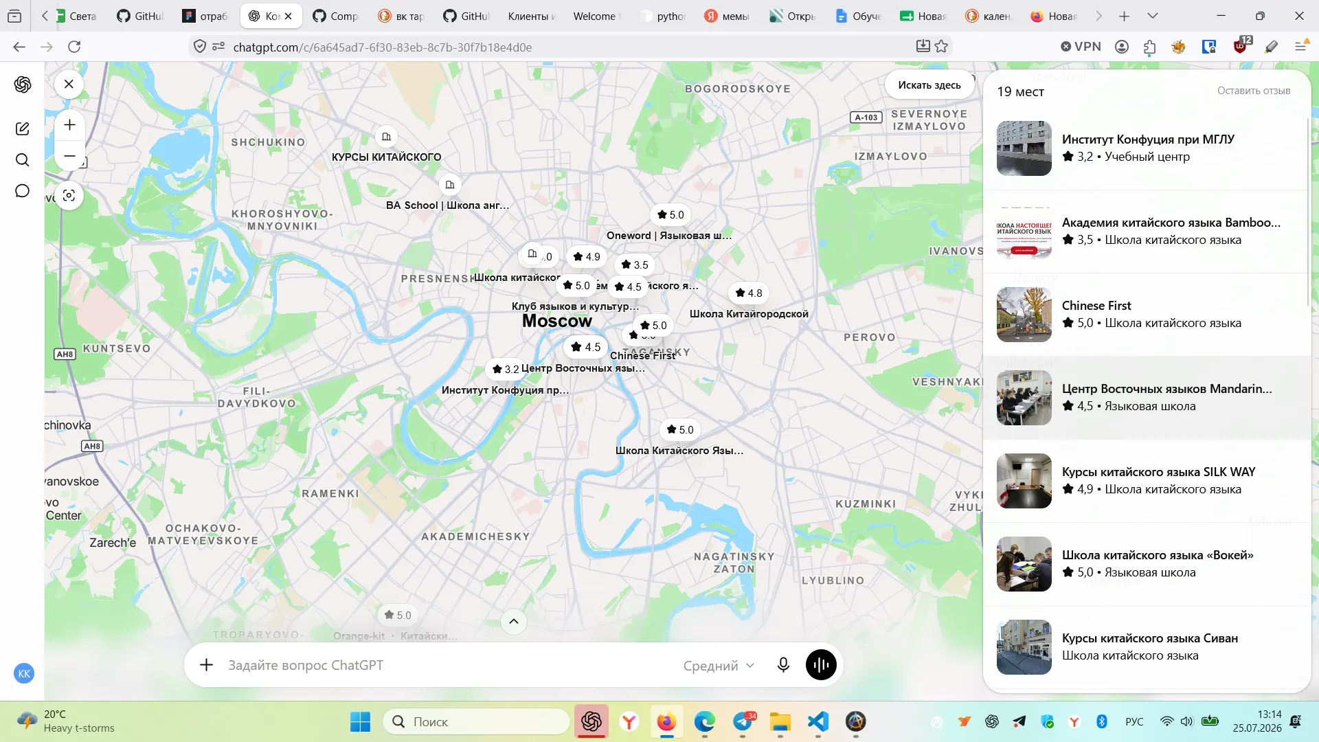 Примерный список школ китайского языка Москвы